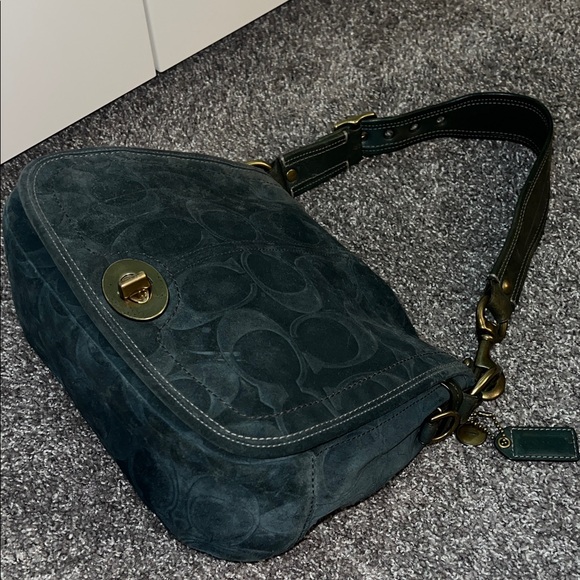 RARE Teal Suede Coach 65th Anniversary Legacy Bag - Picture 3 of 15